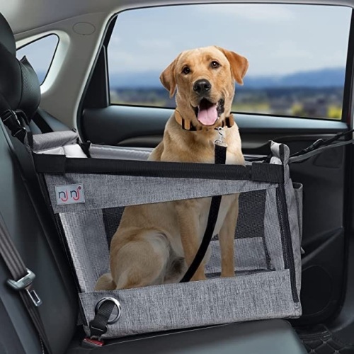 Dog Car Seat for Pet Travel with Waterproof Pad, Half seat DogHammock,Harness Hook, Breathable Mesh, and AdjustableBackseat Safety Belt, Small, Medium, Large, Like New, Retail - $44.99 - Lot 245
