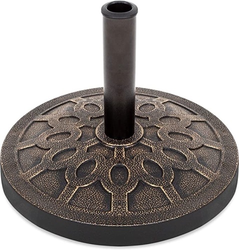 Best choice Products, 18", 29lb, Heavy-Duty Steel Umbrella Base Stand for Patio, Rustic Bronze, Like New, Retail -$42.99 - Lot 265
