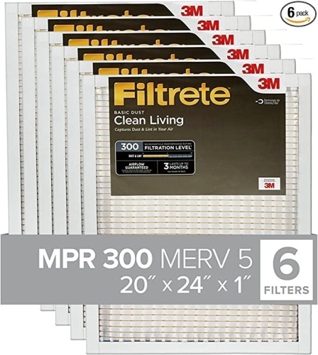 3M, Filtrete 20x24x1, AC Furnace Air Filter, MPR300, Clean Living, New, Retail - $38.13 - Lot 278