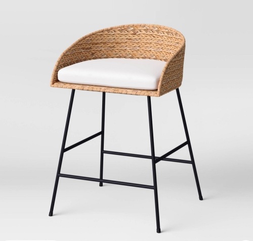 Lands Woven Backed Counter Height Barstool with Cushion- Threshold , Like New, Retail - $120 - Lot 296