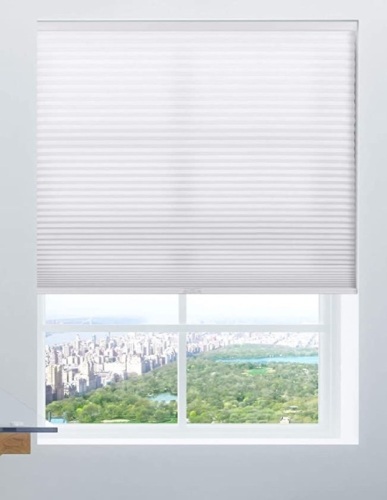 Calyx Interiors Cordless Honeycomb 9/16- Inch Cellular Shade, 34-InchWidth by 60-Inch Height, Light Filtering White, Like New, Retail - $33.77 - Lot 298