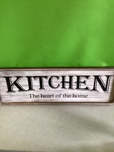 Vintage Wooden Sign for Home, Kitchen,Living Room, LargeWall Sign Farmhouse Wall Decor Wall Art, Freestanding Signwith Sayings- "Kitchen the heart of the hone" ,27.5 x 9.5Inchs, Like New, retail -$39.99 - Lot 10