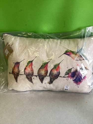 Demdaco Peewee Friends Watercolor White 17x 10 CottonLumbar Throw Pillow, New, Retail - $38.46 - Lot 15