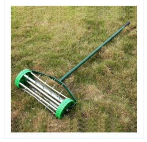MTB HEAVY DUTY 18 INCH AERATOR ROLLER ROLLING LAWNGARDEN SPIKE LAWN AERATOR HOME GRASS STEEL HANDLEGREEN QUICK AND EASY TO ASSEMBLE, Like New, Retail - $42 - Lot 20