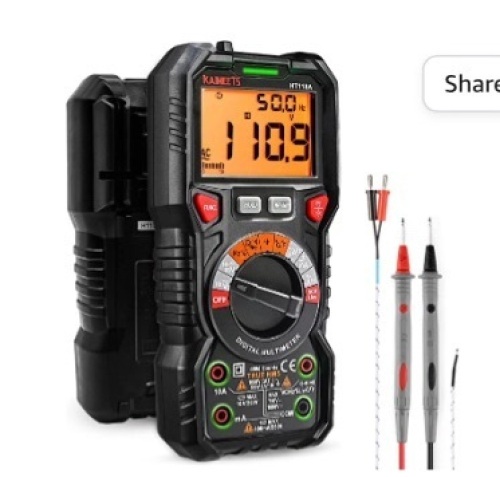 KAIWEETS Digital Multimeter TRMS 6000 Counts VoltmeterAuto-Ranging Fast Accurately Measures Voltage Current AmpResistance Diodes Continuity Duty-Cycle CapacitanceTemperature for Automotive, Like New, retail - $34.49 - Lot 39