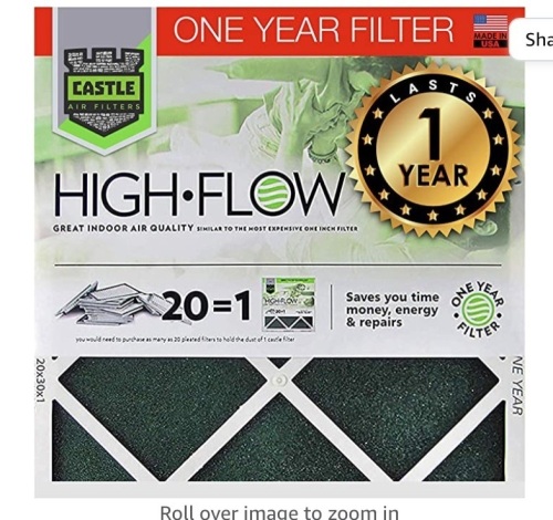 Castle Filters, One- Year HVAC Furnace Filter, 20" x 20" x 1", Like New Retail - $27.25 - Lot 77