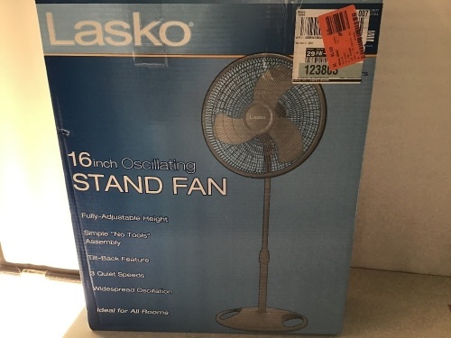 Lasko, 16" Oscilating Stand Fan, Like New, Retail - $55 - Lot 83