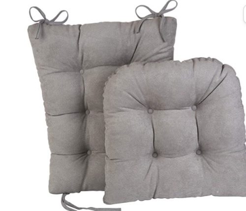 Klear Vu Non-Slip Gripper Twillo Overstuffed Rocking ChairCushion Set, Seat 17" x 17" and Seatback 21" x 17" 2 Piece, Gray, Like New, Retail - $41 - Lot 87