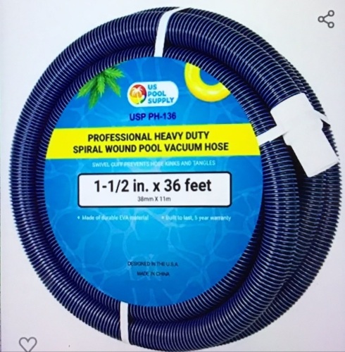 U.S. Pool Supply 1-1/2" x 36 Foot Professional Heavy DutySpiral Wound Swimming Pool Vacuum Hose with Swivel Cuff, Like New, Retail - $49.99 - Lot 97
