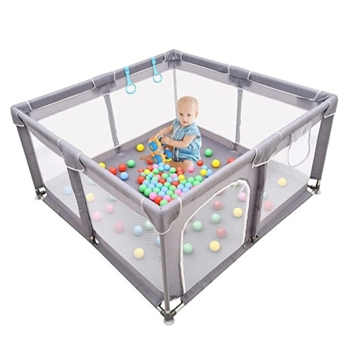 Baby Playpen , Baby Playard, Playpen for Babies with GateLIAMST Indoor & Outdoor Playard for Kids Activity Center,LIAMST Sturdy Safety Play Yard with Soft Breathable Mesh, Like New, retail - $79.98 - Lot 108