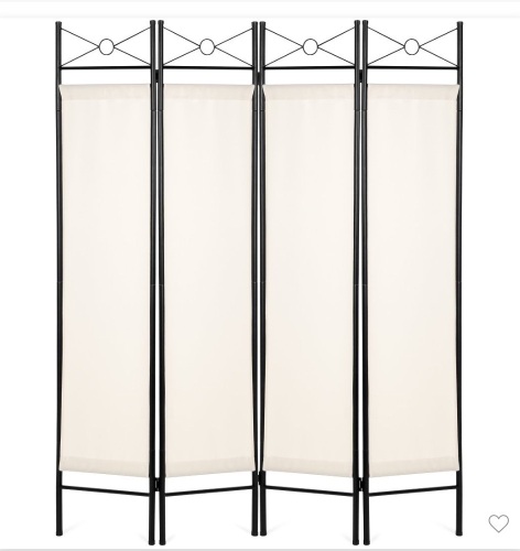 Best Choice Products 6ft 4-Panel Folding Privacy Screen RoomDivider Decoration Accent w/ Steel Frame - White, Like New, Retail - $59.99 - Lot 120