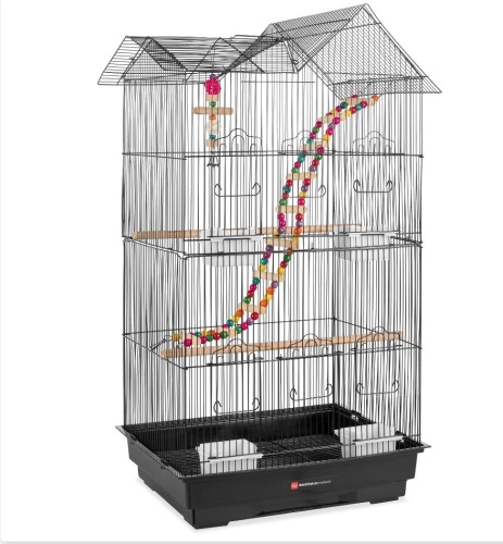 Best Choice Products 36in Indoor/Outdoor Iron Bird Cage forParrot, Lovebird w/ Removable Tray, 4 Feeders, 2 Toys, Like New, Retail - $64.99 - Lot 157