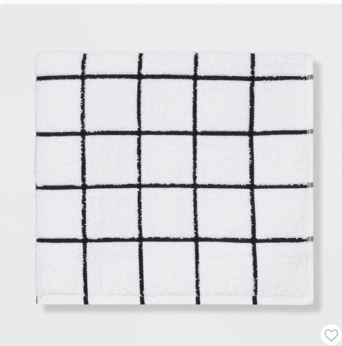 Everyday Grid Bath Towel Black/White - Room Essentials,LOT of 2, New, Retail - $5 - Lot 162