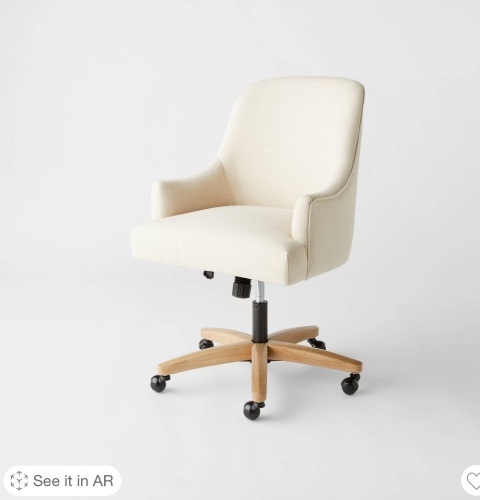 Santa Monica Rounded Back Upholstered Office Chair CreamThreshold™ designed with Studio McGee, Like New, Retail - $330 - Lot 177