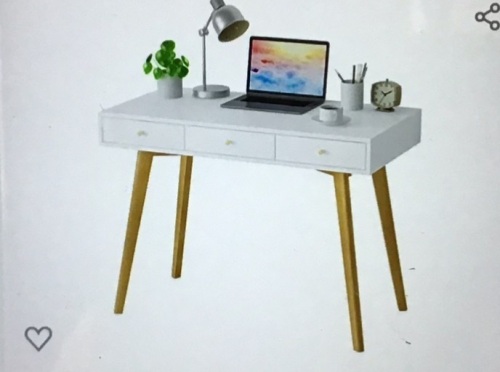 Vitahomy ,Computer Vanity-Desk,White-Desk-with-DrawersBedroom Furniture Modern Home-Office-Desks with SolidWooden Legs,Makeup Vanity Table, Study Work WritingStanding Desk Workstation for Home Office, Like New, Retail - $172 - Lot 180