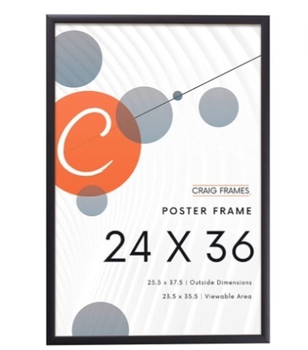 Craig Frames 1WB3BK 24 by 36- Inch Picture Frame, Smooth WrapFinish, 1-Inch Wide, Black, Like New, Retail - $39.99 - Lot 184