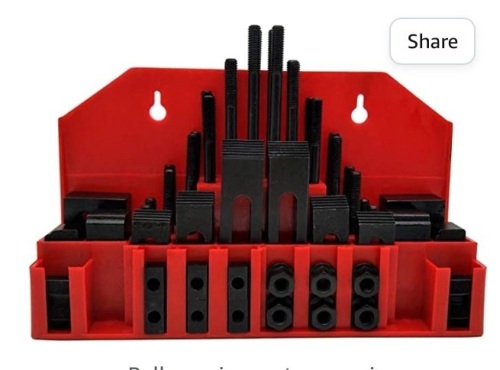 58Pc T-Slot Clamping Kit Mill Machinist Set Table Slots: 1/2", Like New, Retail - $59.99 - Lot 185
