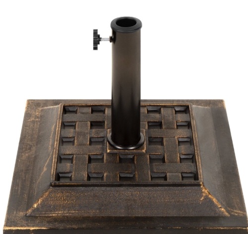 Best Choice Products 26lb Heavy-Duty Steel Square PatioUmbrella Base Stand w/ Decorative Basketweave Pattern - Black, Like New, Retail - $39.99 - Lot 194