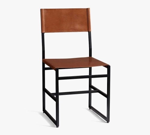 Hardy Leather Dining Chair, Bronze/Saddle Tan Leather, Like New, retail - $449 - Lot 198