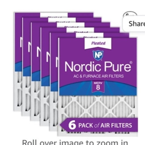 Nordic Pure 16x24x1 MERV 8 Pleated AC Air Filters 6 Pack, Like New, retail - $45.35 - Lot 226