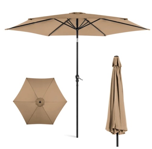 Outdoor Steel Market Patio Umbrella Decoration w/ Tilt, Crank Lift - 10ft, Like New, Retail - $59.99 - Lot 229