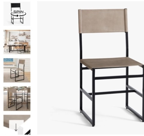 Pottery Barn, Hardy Leather Dining Chair, Bronze/Morrison Gray Leather, Like New, Retail - $449 - Lot 232