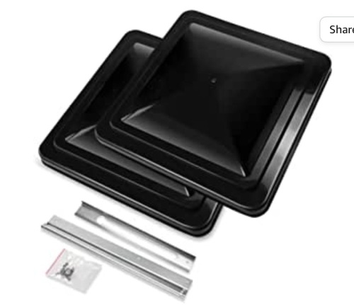 LBK 14" Universal RV. Trailer, Camper, Motorhome (Black 2 Pack) Roof Vent Cover - Vent Lid Replacement, Made In USA, Like New, Retail - $32.99 - Lot 235