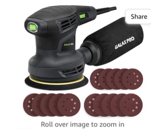 GALAX PRO 280W 130000PM Max 6 Variable Speeds OrbitalSander with 15Pcs Sanding Discs, 5" electric Sander with DustCollector for Sanding and Polishing, Used, Retail - $38.99 - Lot 238