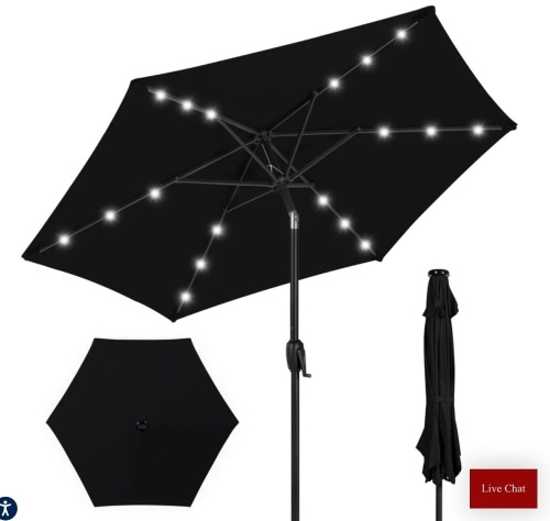 BCP, Outdoor Solar Patio Umbrella, With Push Button Tilt, Crank Lift, 7.5', Like New, $59.99 - Lot 239
