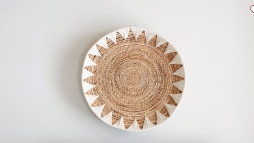 Sunny Handwoven Basket Wall Art, Natural/White - 37", Like New, Retail - $249 - Lot 251