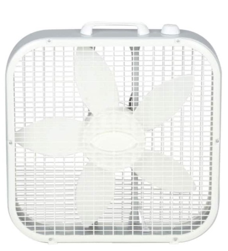 Lasko,Save-Smart Energy Efficient 20 in. 3 Speed White Box Fan with Built-In Carry, Like New, Retail -$26.98 - Lot 256