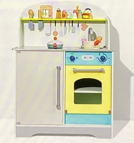 ROBUD Wooden Kids Kitchen Play Kitchen Wood KitchenPlayset Pretend Play Kitchen for Toddlers Boys Girls, Like New, retail - $89.99 - Lot 257