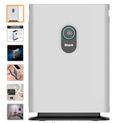 Shark HE401 Air Purifier with Anti-Allergen Multi-FilterAdvanced Odor Lock, Cover up to 1,000 Sq. Ft., Captures 99.97%of dust, allergens, smoke, and household odors, Smart Sensing,White, Like New, Retail - $299 - Lot 263