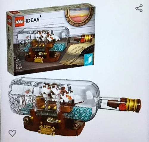 LEGO Ideas Ship in a Bottle 92177 Expert Building Kit, SnapTogether Model Ship, Collectible Display Set and Toy forAdults (962 Pieces), Multicolor,  New, Retail - $118.99 - Lot 277