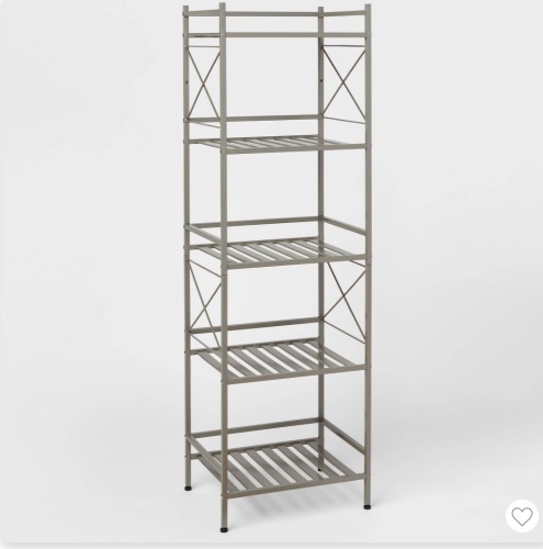 Threshold,Square Tube 5 Tier Decorative Storage Cabinets Brushed Nickel, L:ike New, retail - $50 - Lot 310