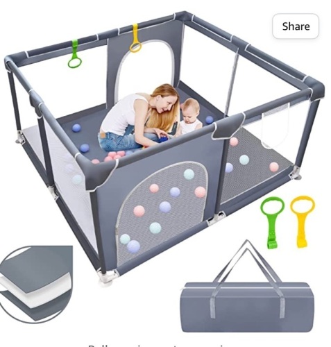 Baby Playpen, Baby Playard, Playpen for Babies with GateIndoor & Outdoor Kids Activity Center, Newly Upgraded playpen withThickened Bottom, Play Yard with Soft Breathable Mesh(Grey), Like New, retail - $79.95 - Lot 325