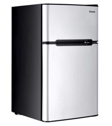Stainless Steel 3.2 cu. ft. Mini Fridge Small Freezer Cooler Fridge Compact Unit in Gray - Lot 27
