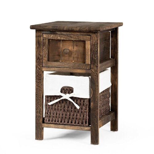 2-Tier Wooden Night Stand with Basket - Lot 163