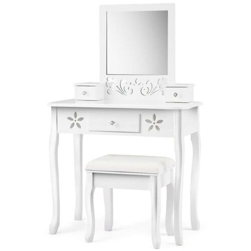 Modern Carved Vanity Table and Stool Set - Lot 289