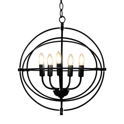 20in 5-Light Metal Chandelier with Pivoting Interlocking Rings - Lot 612