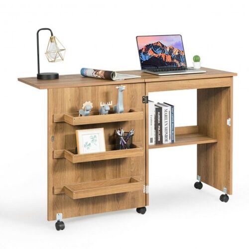 Portable Table with Shelves and Cabinet - Lot 1052