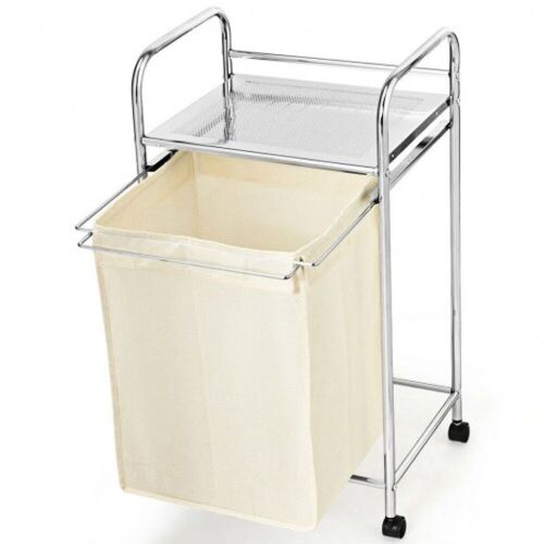 Laundry Hamper Cart with Shelf - Lot 1092