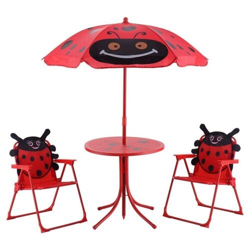 Kids Patio Folding Table and Chairs with Umbrella - Lot 554