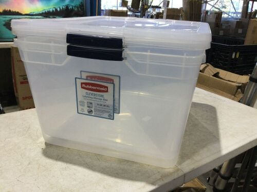 Lot of (2) Rubbermaid 71 Qt. Cleverstore Clear Latching Totes - Lot 718