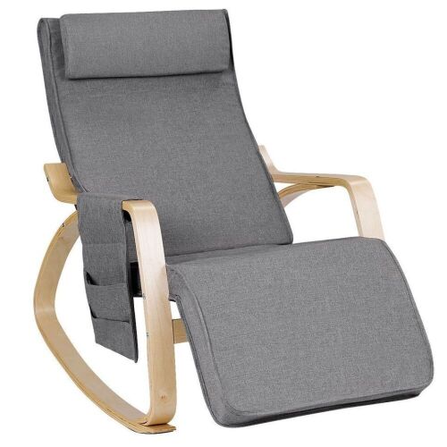 Adjustable Lounge Rocking Chair with Pillow and Pocket - Lot 964