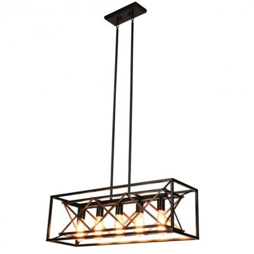 Kitchen Island Chandelier - 5 Lights, Wood and Metal - Lot 1051