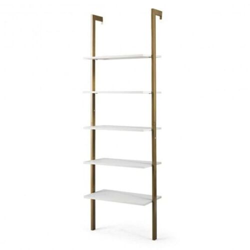5-Tier Metal Frame Ladder Shelf - Golden - Lot 786