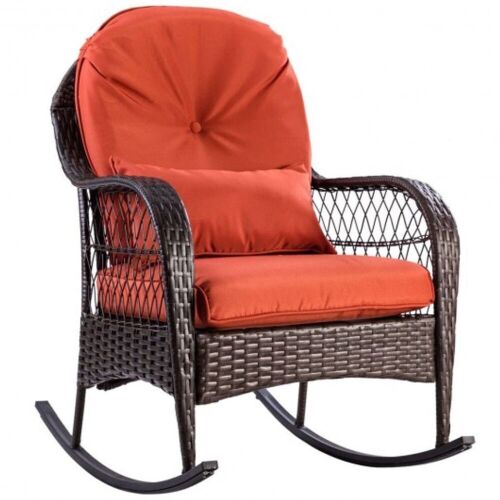 Outdoor Wicker Rocking Chair with Cushions - Lot 809