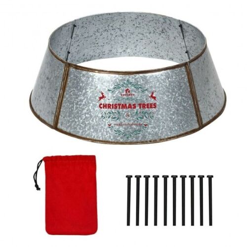 Christmas Tree Skirt Ring Cover - Silver, Galvanized Metal - Lot 383