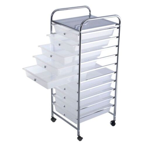 10-Drawer Rolling Storage Cart - Clear Drawers - Lot 336